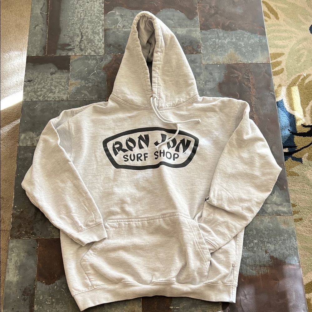 Ron Jon Light Gray Hoodie with Black Logo